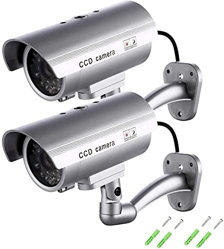 TEMPO DI SALDI 2 Telecamere Di Sorveglianza Finte Da Esterno Luce Led Lampeggiante Infrarossi