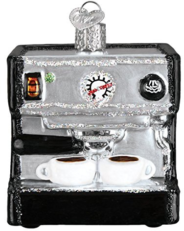 Old World Christmas Espresso Machine Glass Blown Ornament for Christmas Tree, Handcrafted Holiday Decoration, Coffee Collection