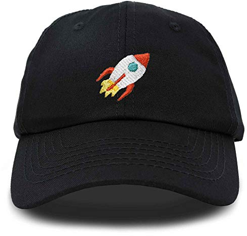 Dalix Rocket Hat Space Dad Caps bestickt Custom Cap Baumwolle Hüte NASA - Schwarz - Einstellbar