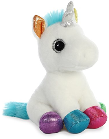 Aurora Juguete Peluche 60955 'Sparkle Tales' St Unicornio Blanco Y Patas Multicolor 18 cm