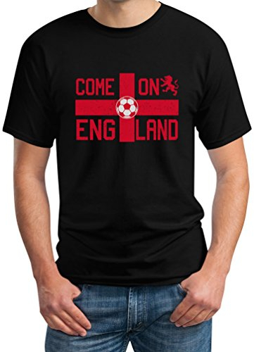 T-Shirt Herren England Flagge Football Shirt - Come On England Fußball EM 2024 Small Schwarz