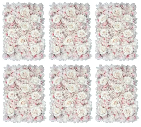 Blush Blooms Decor Blumenpaneele für Blumenwand (6 Stück) je 61 x 40,6 cm | Blumenwand, Hintergrund, Hochzeiten, Veranstaltungsdekoration und Braut- und Babyparty (Farbverlauf, weiß und rosa)