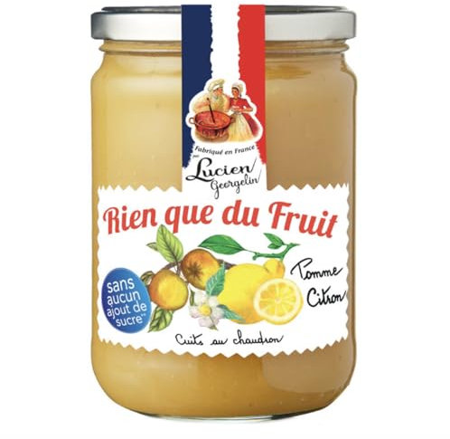 Lucien Georgelin Purée de Pomme Citron Sans Sucres Ajoutés Rien que du Fruit le bocal de 560g