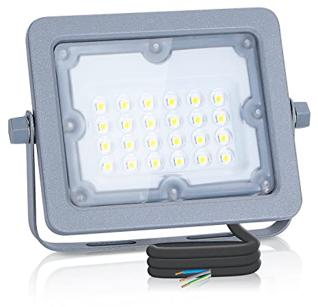 Aigostar 20W Led Floodlight, 1600LM Security Lights Outdoor, 6500K Cold White Ultra-Bright Outdoor Spotlight, LED Outside Lights Main Powered, IP65 Waterproof Security Site for Garden, Warehouse