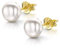 Amberta Damen Ohrringe aus 925 Sterling Silber mit Perlen: 6-7 mm Weiße Perle - 18K Vergoldet