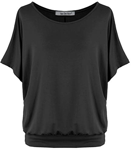 Van Der Rich ® - Oversize T-Shirt mit Fledermausärme - Damen(Schwarz, XXL)