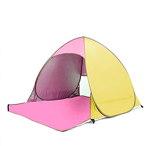 Strandmuschel Pop Up Strandzelt, 2-3 Personen Strandmuschel, Tragbares Sonnenschutz Zelt, UV Schutz 50+, Ideal für Strand, Garden, Camping, Angeln und Picknick (Pink)