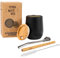 Pack Calebasse Maté Bombilla Bambou [Tasse Double Paroi isotherme Acier 350ML + 2 Bombillas + Kit d'entretien + Pochette] avec Couvercle en Bois naturel Ensemble à Thé Coffret Yerba Mate