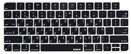 XSKN Tastaturabdeckung aus Silikon für Apple iMac M1 Chip Magic Keyboard mit Touch ID A2449 mit Sperrschlüssel A2450 Tastatur (US-Version, Hebräisches Schwarz)