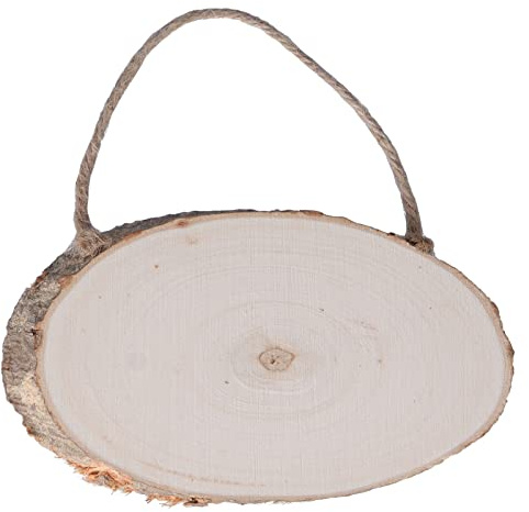 10 Stück Unbehandeltes Rundes Holz Scheiben 6cmx12cm Türanhänger Natur Holzscheiben Weihnachts Schmuck DIY Basteln mit Rinde zum Basteln Holzhandwerk Türschild