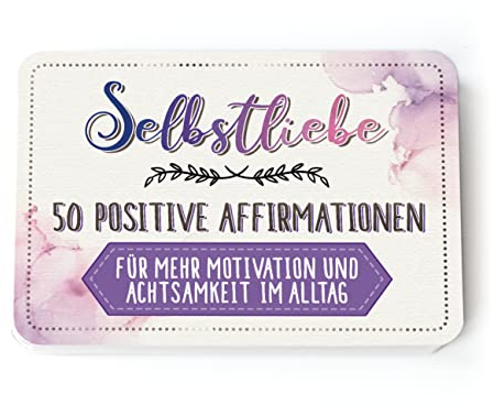 TypeStoff Affirmationskarten - Selbstliebe - 50 positive Affirmationen für mehr Motivation und Achtsamkeit, DIN A7 zum Thema Persönlichkeitsentwicklung, positives Mindset und Coaching - AK-01305