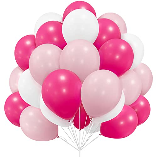 Bealif Rose Red Pink White Balloon Set, 30 Packs 12 inch Light Pink Latex Balloons with Ribbon for Grils Women Birthday Party Supplies Wedding Engagement Baby Shower Anniversary Bridal Decoration