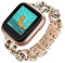 Metall Mit Leder Armbänder für Fitbit Sense 2/Versa 4 - Damen Edelstahl Ersatzarmband Kompatibel Mit Fitbit (F)