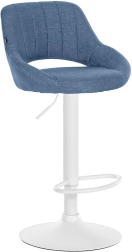 CLP Barhocker Milet I Stoff-Bezug I Drehbarer Barstuhl, Farbe:blau, Gestell Farbe:weiß