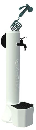 Sined Tritone PRO Fontana da Giardino con Secchiello e Tubo Flessibile con Pistola Bianco Flessibile Interno Doppio Attacco Acqua