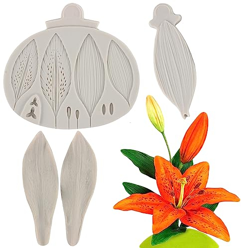 Sijiangmold Lot de 2 moules en silicone en forme de fleur de lys pour décoration de gâteaux, chocolats, bonbons, pâte à sucre