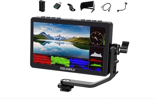 FEELWORLD F5 Prox 5.5 1600nit High Bright Touch Screen 4K HDMI DSLR Camera Field Monitor with F970 Install, 3D LUT and Power Kit 245g Professional Lightweight Monitor