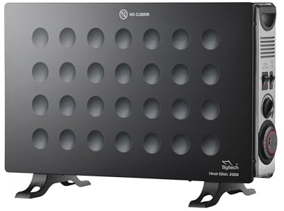 Sytech Calefactor electrico convector, Turbo, Temporizador, 2000w, Negro