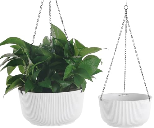 Welherkom Φ 22 cm Blumentopf zum Aufhängen, Pflanzgefäße und Körbe, hochwertig, weiß, 2 Stück, hängende Pflanzgefäße und Körbe für Heimbüros (weiß)