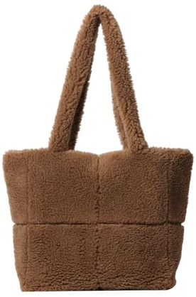 DKIIL NOIYB Plüsch Tasche Flauschige Handtasche Lammwolle Umhängetasche Damen Groß Teddyfell Cordtaschen Puffy Tote Bag Puffer shopper Schultertasche Y2K Tasche