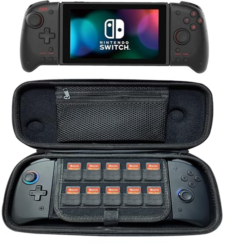Split Pad Pro Case - Hard Shell Case for Nintendo Switch OLED HORI Split Pad Pro Controllers Handle Travel Portable Case Carrying Bag 10 Game Card Slots/Button Protection/Large Capacity Black