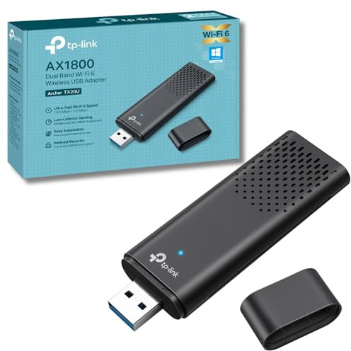 TP-Link Archer TX20U WiFi Dongle, AX1800 Adaptador inalámbrico Wi-Fi 6 USB WiFi para PC/portátil, dongle Wi-Fi SuperSpeed USB 3.0 de Doble Banda, MU-MIMO, Baja latencia, WPA3 Altamente Seguro,