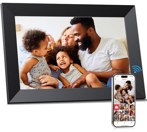 Frameo - Marco de fotos digital digital WiFi inteligente de 10.1 pulgadas con pantalla táctil IPS HD de 1280 x 800, rotación automática, montaje en pared, comparte fotos/videos al instante a través de