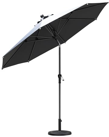 PURPLE LEAF Parasol de Jardin Exterieur Inclinable 270 cm avec Manivelle, Parasols avec 8 Baleines et Mât Central en Aluminium, Toile Protection UV pour Balcon Patio Terrasse, Gris