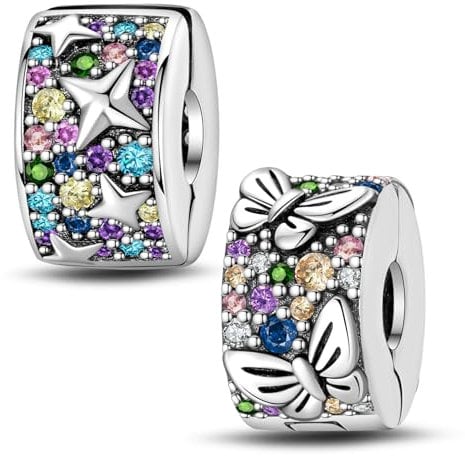 LNQOBU Clip/Stopper Beads Charms for Bracelets & Necklaces 925 Sterling Silver for Pandora Snake Chain Bracelets Jewelry Gift for Women