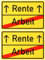 Start der Rente Schild, 2 Stück, 1 mm PVC, 30 x 20 cm, Scherzartikel für Rentner, Spaßschild mit Ortsschild Arbeit Rente, lustiges Hinweisschild für Ruhestand, Spaßartikel Geschenk Arbeitskollege Set
