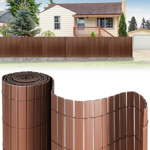 Izrielar Sichtschutzmatte, PVC Sichtschutzzaun, 4-Gewicht-Verstärkung, 1.8 x 5M Sichtschutz für Zaun Balkon, Gartenzaun mit Kabelbindern, Windschutz UV-beständig, für Balkon Garten Terrasse, Braun