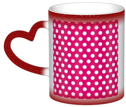 CPEOWZL Mug magique à changement de couleur avec grand pois blancs – Rouge – Motif cœur unique – Changement de couleur