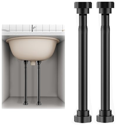 XRRJFYH Soporte para Fregadero Bajo Encimera, Poste de Soporte Ajustable, Patas de Fregadero de Acero Inoxidable, Capacidad de Carga de hasta 144kg (Color : Black(55~85cm), Size : 2pcs)