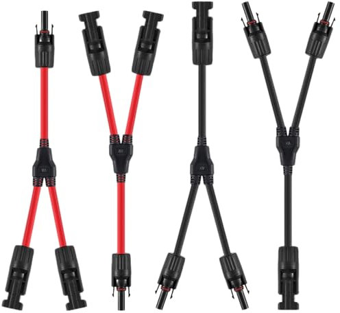 GZGXKJ Solarkabel Y-Verteiler 2 Paar Solarpanel-Kabel Y Stecker Solar Photovoltaik Kabel für Für Solar Photovoltaik Steckverbinder 2 Rot + 2 Schwarz