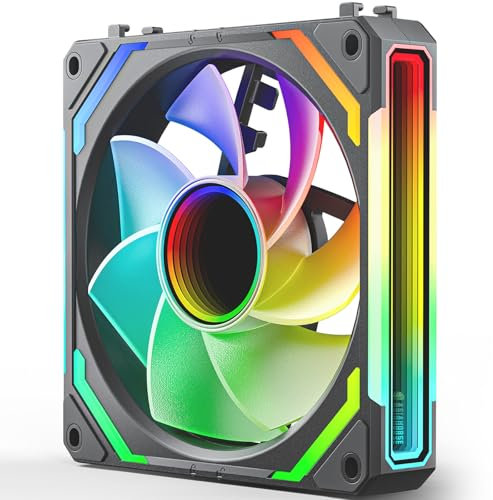 AsiaHorse COSMIQ Reverse 120mm ARGB PC Ventilateur, Daisy Chain PWM Ventilateur de boîtier d'ordinateur, Infinity Mirror PC Ventilateur,5V3PIN Motherboard/petit contrôleur, 2000RPM,1Pack,Noir