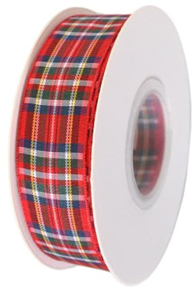 Cinta de tartán, cintas de terciopelo rojo para árbol de Navidad, con alambre, adornos de tarta, accesorios gruesos para envolver el pelo, adornos de rayas verdes, azules y blancas, para decoración de