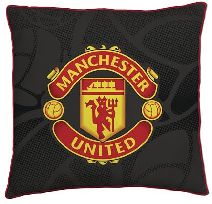 Character World Manchester United FC offizielles rotes Kissen, superweich, wendbar, 2-seitig, Fußballclub-Design, perfekt für jedes Schlafzimmer, Sofa oder auf dem Bett, 40,6 x 40,6 cm