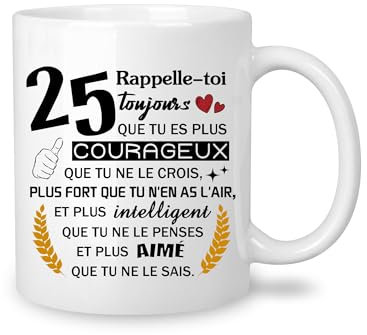 Yufansd Mug Anniversaire 25 Ans Humour Tasse pour Homme/Femme Cadeaux d'anniversaire Souvenir/Cadeau pour 25ème Fille Fils Maman Papa Tante Oncle Nounou Marraine Parrain Anniversaire (25)