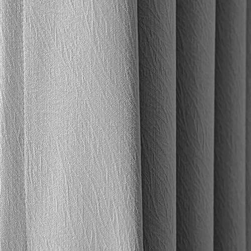 Homxi Gardinen Blickdicht Thermo 2er Set,2 x 102W x 160H cm,Blickdichte Vorhänge Thermo Grau Einfarbig Ösenvorhang Wohnzimmer