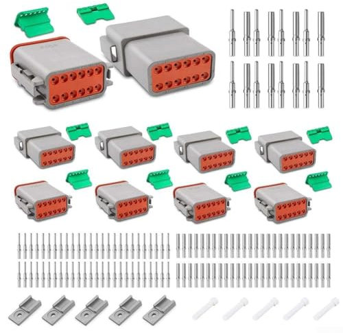 Kit de connecteurs DT étanches IP68 - Connecteur de fil électrique 22-16 AWG pour moto, scooter, voiture, camion, bateau (12 broches)