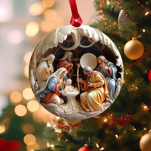 NZDFH Weihnachtsdeko Weihnachtsbaumschmuck Krippe Weihnachten 2D-Acryl-Weihnachtsanhänger Weihnachtsdekoration Baumschmuck Weihnachten Weihnachts Deko Weihnachtsdekoration Weihnachtsschmuck