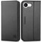 SHIELDON Case for iPhone 16e 5G 6.1, Genuine Leather Wallet Case [Card Holder][Kickstand][RFID Blocking][Shockproof TPU Shell] Magnetic Folio Flip Phone Cover Compatible with iPhone 16e 2025 - Black