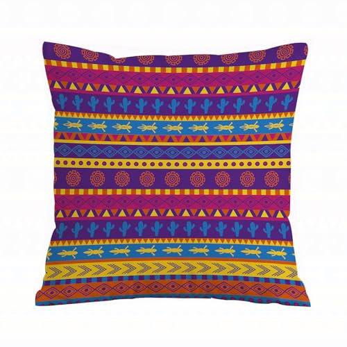 ERRTU Kissenbezug 40x40 cm,Traditionelles orientalisches indisches Ikat-Design für den Hintergrunddruckrand,Dekokissen Kissenbezüge Deko Kissen Bezug Wohnzimmer Zierkissen für Sofa Stuhl Bett Garten