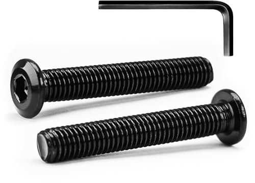 M8 x 50mm 10Pcs Tête Plate Vis D'assemblage à Six Pans Creux, Vis à Tête Plate, Acier Inoxydable A2 V2A, Boulons de Meubles, Filetage Complet, Oxyde Noir (Avec Clé Hexagonale)