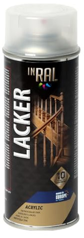INRAL Acryllack Spray – Schnell Trocknendes Seidenmatt Klarlack Spray Wasserfest - Idealer Sprühlack für Acryllackierung - Hitze- und Kratzfester UV Lack für Heimwerker, Holzarbeiter und Handwerker