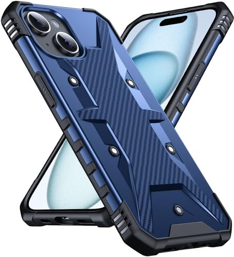 DASFOND Hülle für iPhone 15 Case mit Kameraschutz, Upgraded Militär Stoßfest Robust Heavy Duty Bumper Handyhülle Schutzhülle Cover für iPhone 15, Blau