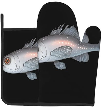 GGNKDL Glowing Lantern Fish Pattern Oven Mitts and Pot Holders Set for Open The lid of The Pot in The Kitchen, Microwave, Oven