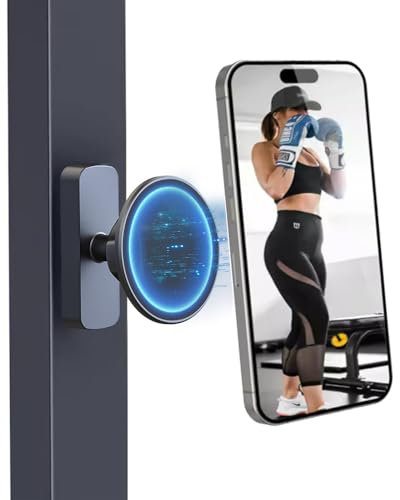 Enegg Portable Gym Magnetic Phone Holder for Magsafe Golf Cart, 360° Rotation Adjustable, Dual Magnet Fitness Smartphone Mount Handsfree for iPhone 16 15 14 13 12 Workout Essentials