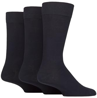 Glenmuir Men’s 3 Pair Endrick Cotton Trouser Socks – Soft, Breathable, Smart for Work & Formal Wear, Ribbed Top, Comfortable Everyday Fit, Size 7-11 Navy