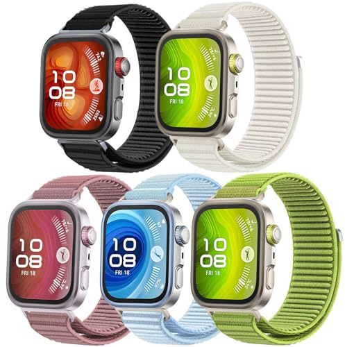 ZOCOVIN 5 Stücks Nylon Armband Kompatibel mit Huawei Watch Fit 4 Pro/Fit 4 / Fit 3, Dehnbares Ersatzarmband für Huawei Watch Fit 4 Pro / 4/3 Damen Herren